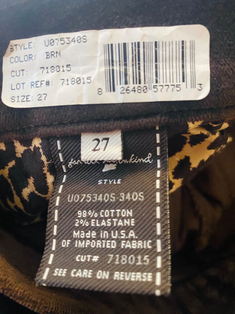 7 For All Mankind Brown Velvet Flare Jeans - Size 27 - Picture 5 of 5